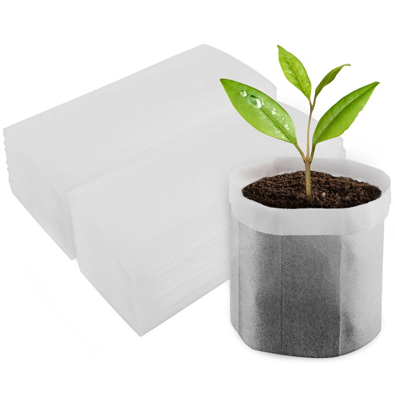 ENPOINT Nursery Grow Bags, 100 PCS Non-Woven Plants Grow Bags 7.8"x8.6", Solid Seed Starter Bags Fabric Seedling Pots Plants Pouch Home Garden Supply - Image 1